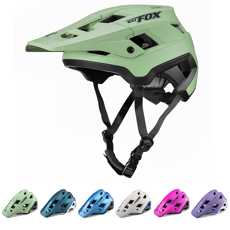 BATFOX EN1078 Certified MTB Bike Helmet With Detachable Visor, Multi Color Lightweight Shockproof Cycling Helmet For Adult Men Women Mountain Offroad Riding
