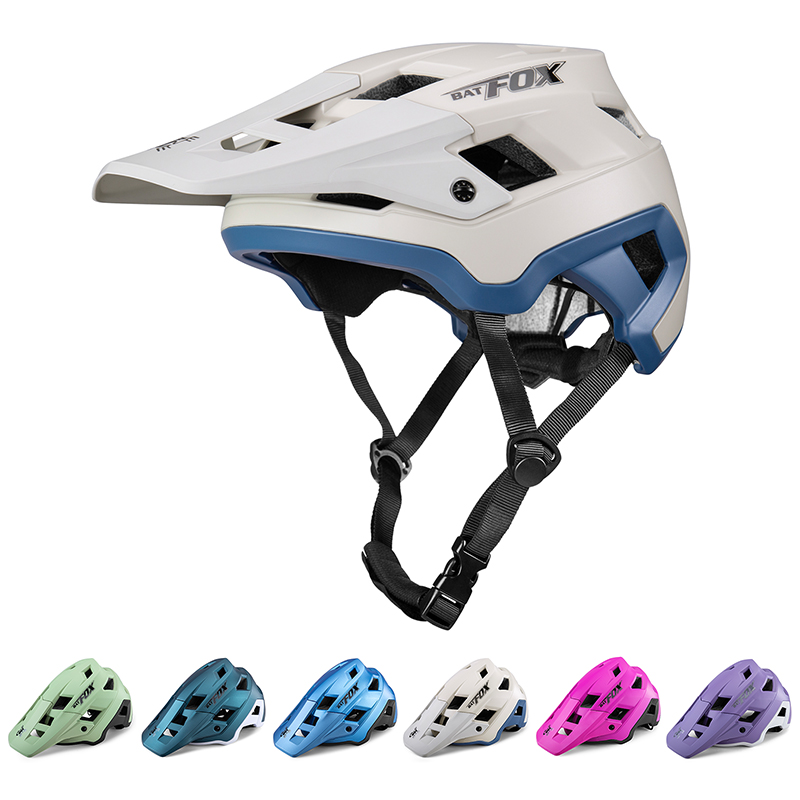 BATFOX EN1078 Certified MTB Bike Helmet With Detachable Visor, Multi Color Lightweight Shockproof Cycling Helmet For Adult Men Women Mountain Offroad Riding