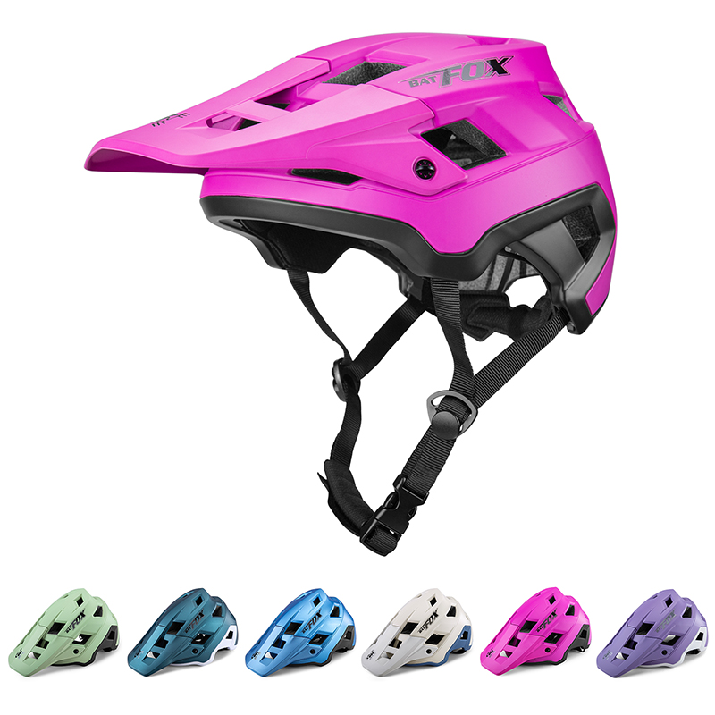 BATFOX EN1078 Certified MTB Bike Helmet With Detachable Visor, Multi Color Lightweight Shockproof Cycling Helmet For Adult Men Women Mountain Offroad Riding