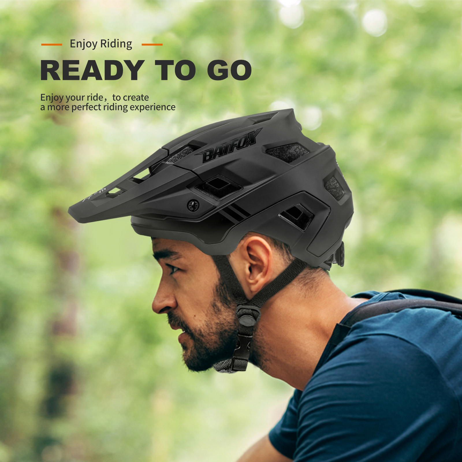 BATFOX EN1078 Certified Mountain Bike Helmet with Detachable Visor, 6 Colors Lightweight Safety MTB Helmet for Men Women Off Road Cycling