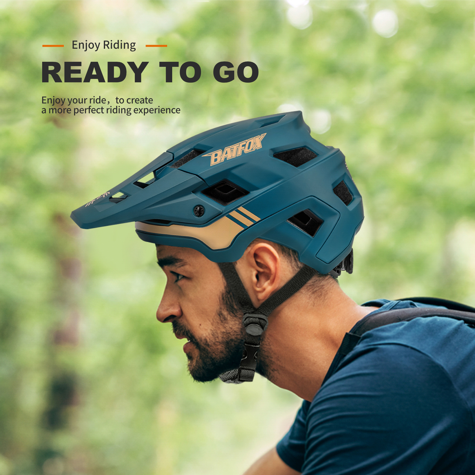 BATFOX EN1078 Certified Mountain Bike Helmet with Detachable Visor, 6 Colors Lightweight Safety MTB Helmet for Men Women Off Road Cycling