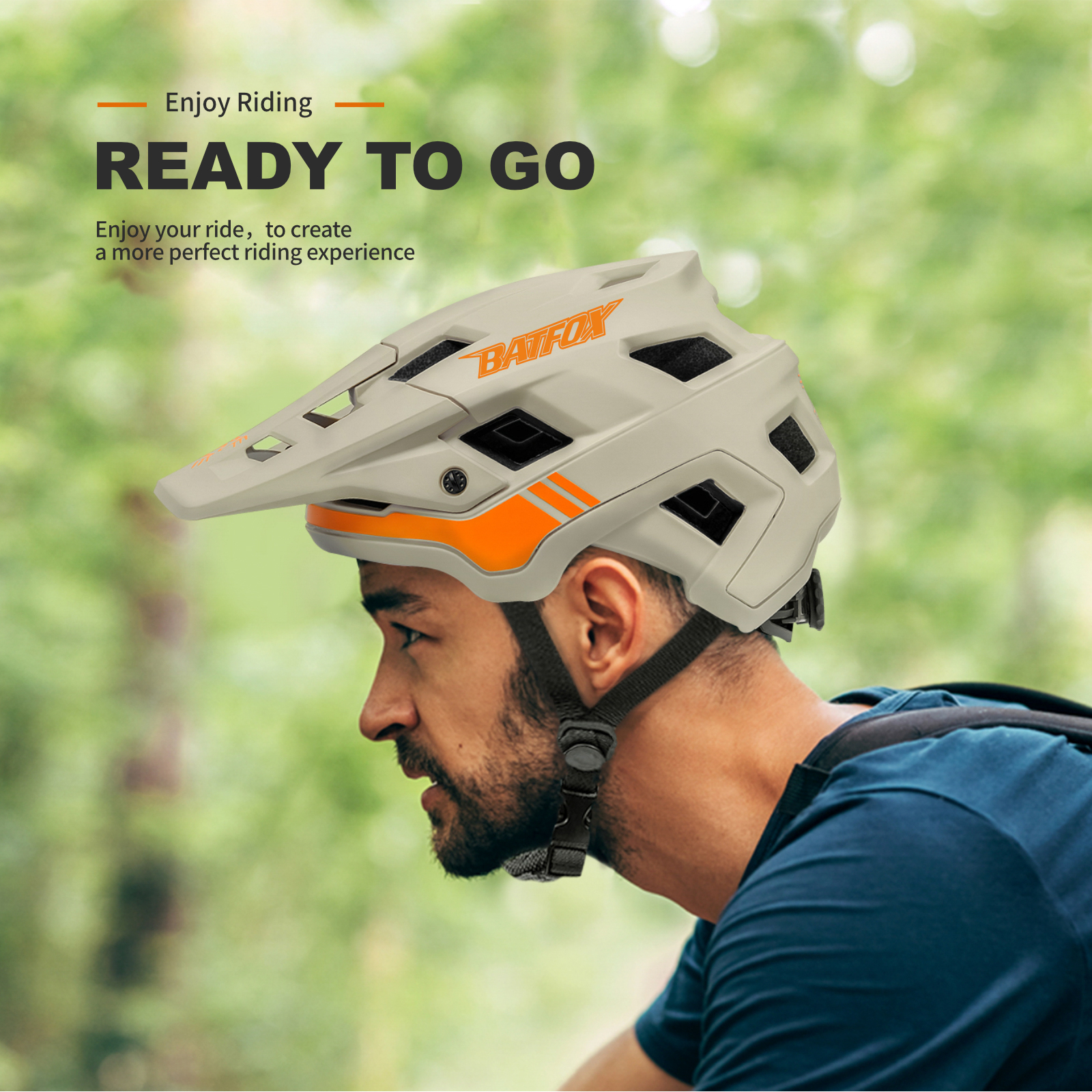 BATFOX EN1078 Certified Mountain Bike Helmet with Detachable Visor, 6 Colors Lightweight Safety MTB Helmet for Men Women Off Road Cycling