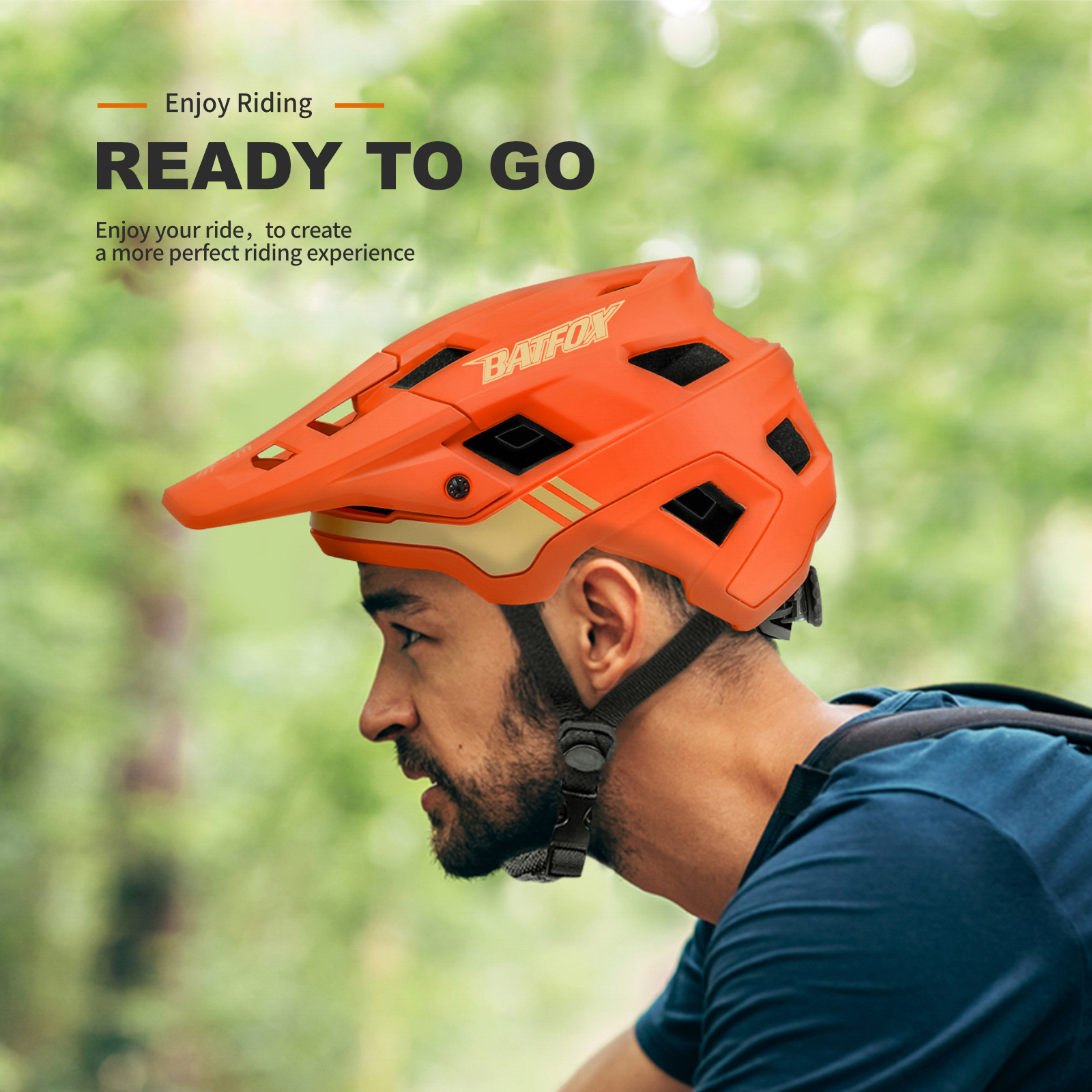 BATFOX EN1078 Certified Mountain Bike Helmet with Detachable Visor, 6 Colors Lightweight Safety MTB Helmet for Men Women Off Road Cycling