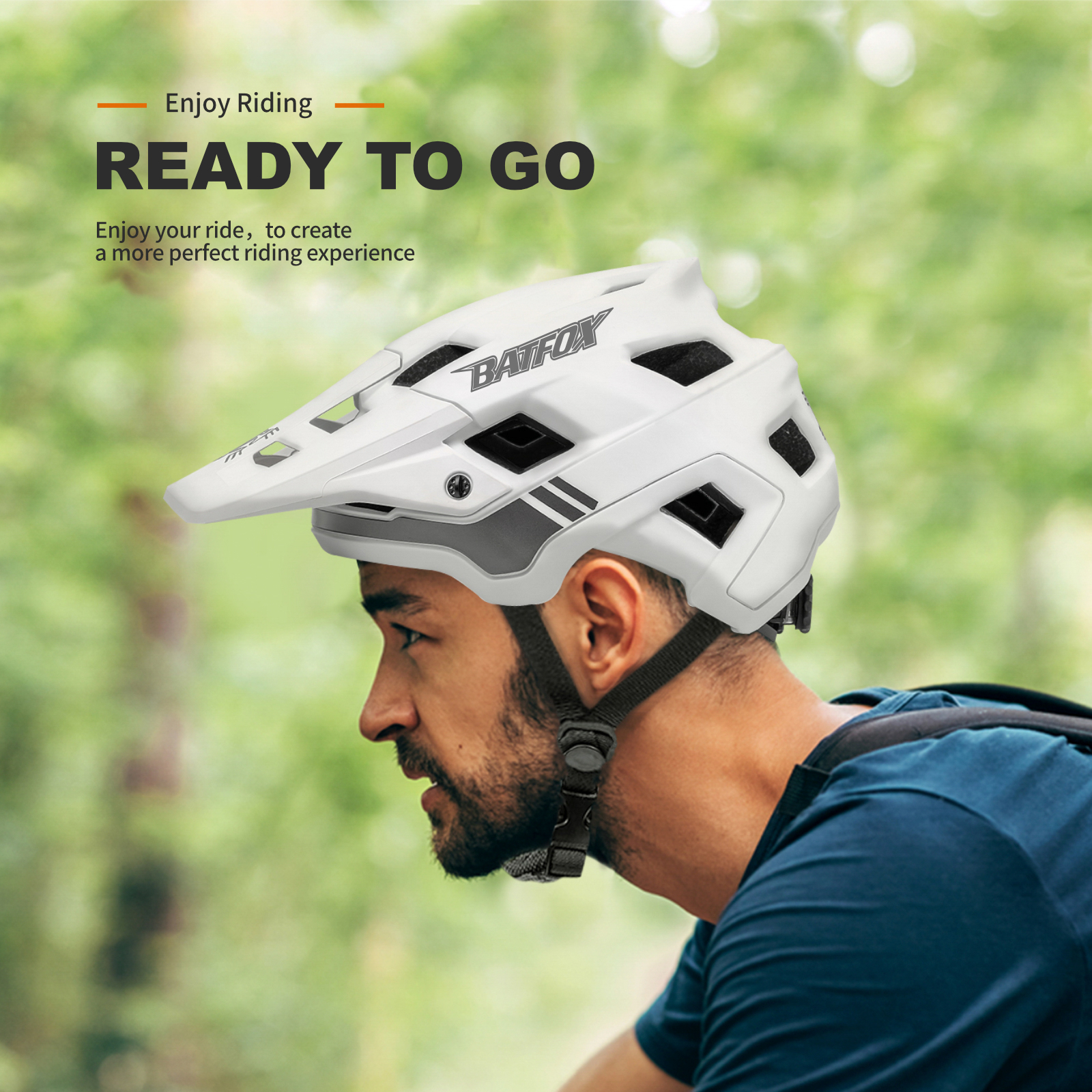BATFOX EN1078 Certified Mountain Bike Helmet with Detachable Visor, 6 Colors Lightweight Safety MTB Helmet for Men Women Off Road Cycling