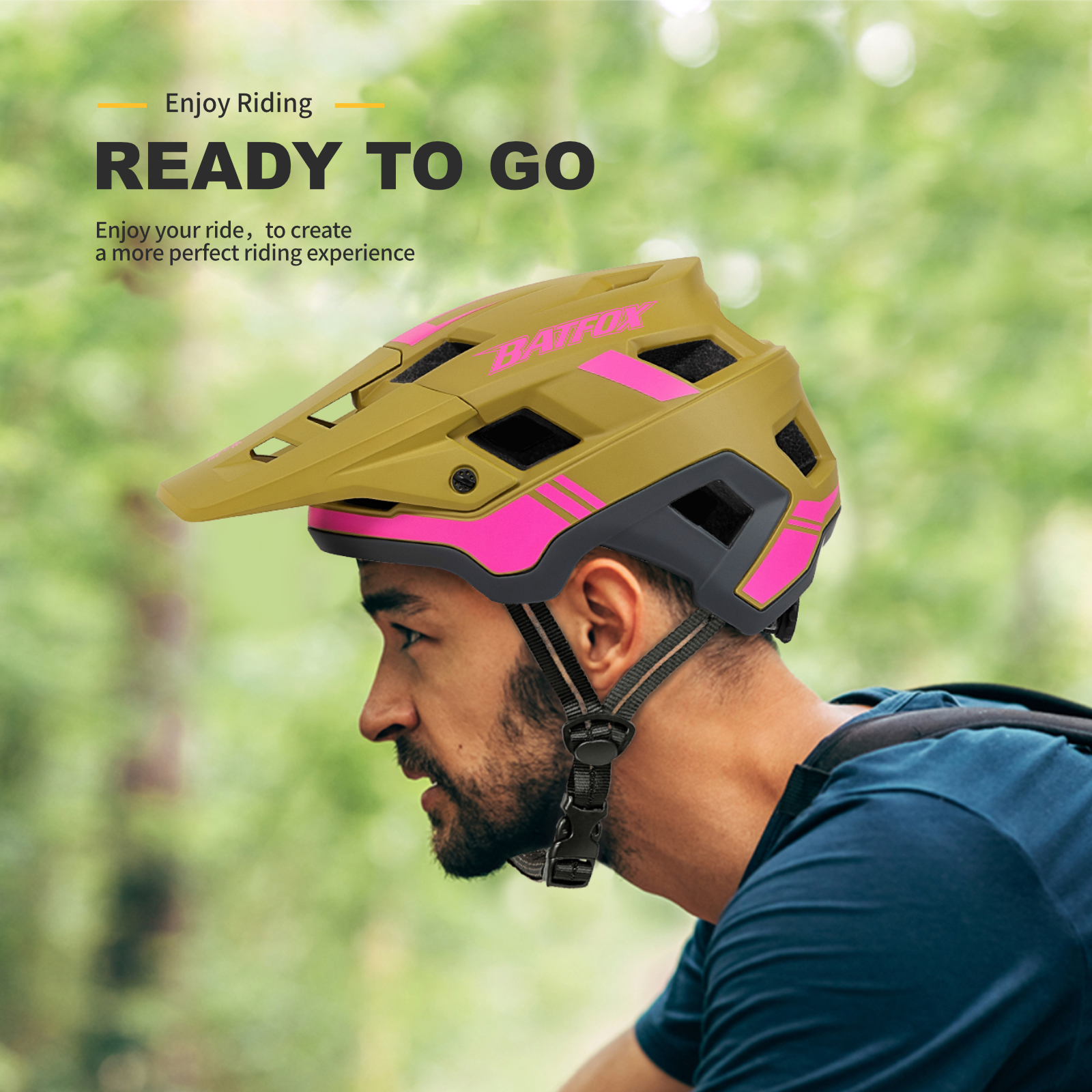 BATFOX EN1078 Certified MTB Bike Helmet With Detachable Visor, Multi Color Lightweight Shockproof Cycling Helmet For Adult Men Women Mountain Offroad Riding