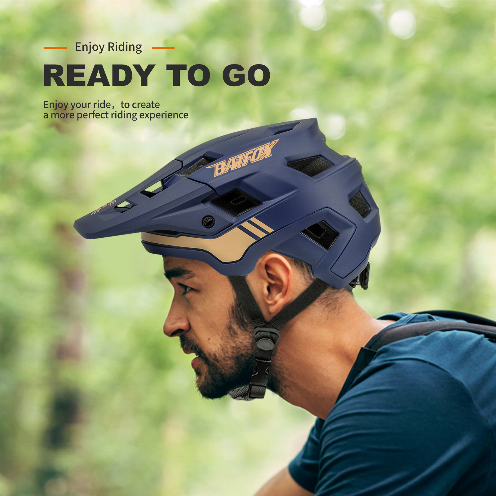 BATFOX EN1078 Certified Mountain Bike Helmet with Detachable Visor, 6 Colors Lightweight Safety MTB Helmet for Men Women Off Road Cycling