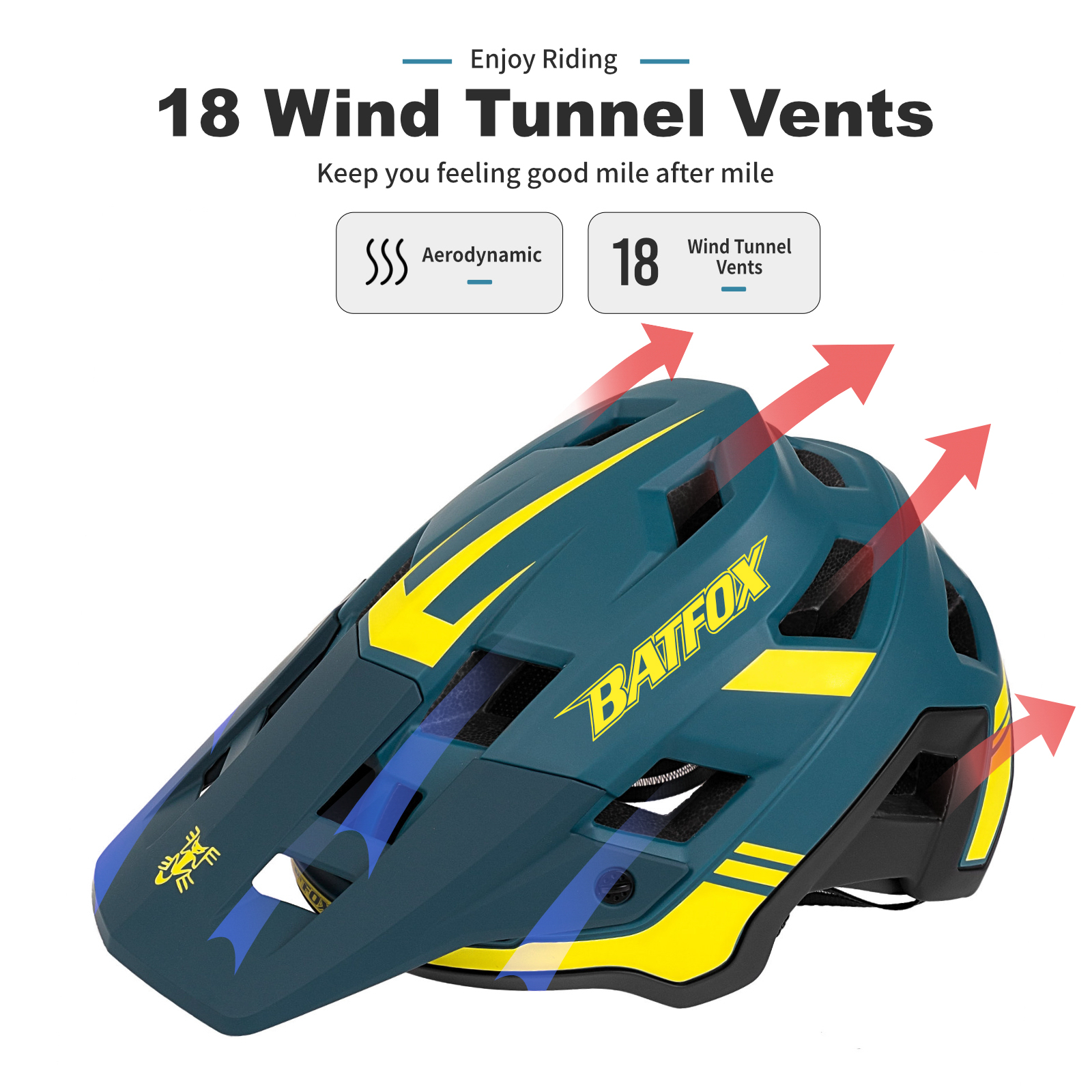 BATFOX EN1078 Certified MTB Bike Helmet With Detachable Visor, Multi Color Lightweight Shockproof Cycling Helmet For Adult Men Women Mountain Offroad Riding