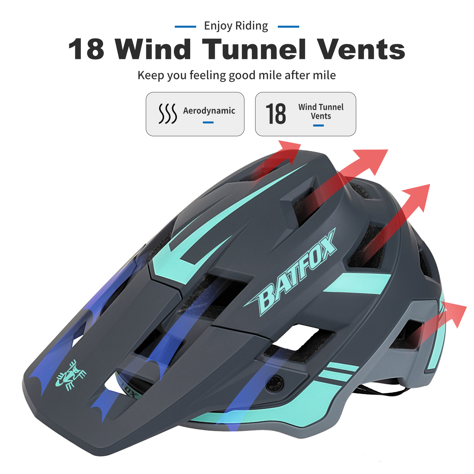 BATFOX EN1078 Certified MTB Bike Helmet With Detachable Visor, Multi Color Lightweight Shockproof Cycling Helmet For Adult Men Women Mountain Offroad Riding