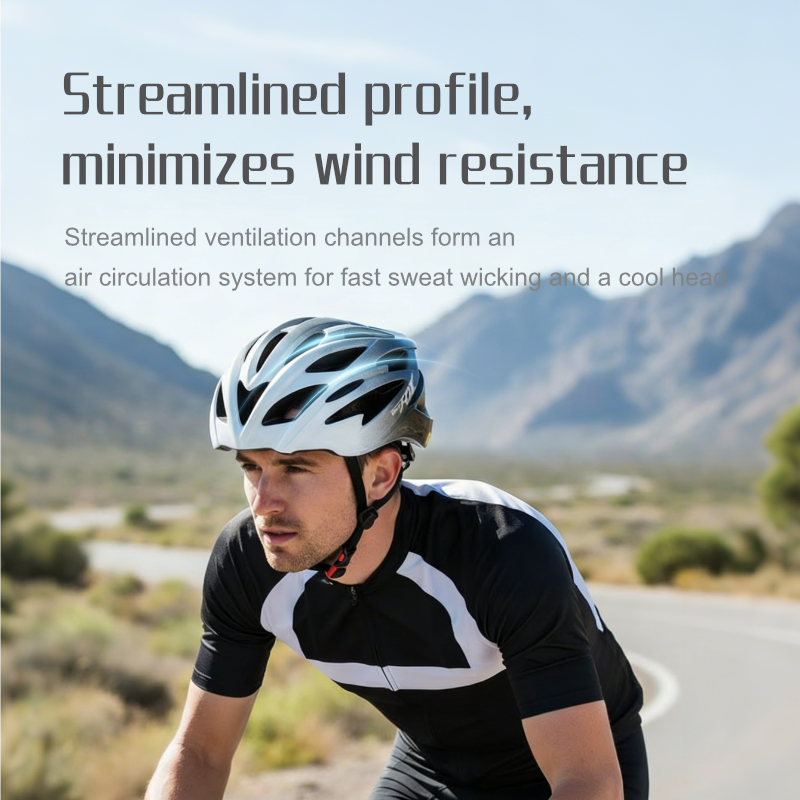Aerodynamic Lightweight Adult Road Bike Helmet, Streamlined Ventilated Bicycle Helmet for Long‑Distance Riding
